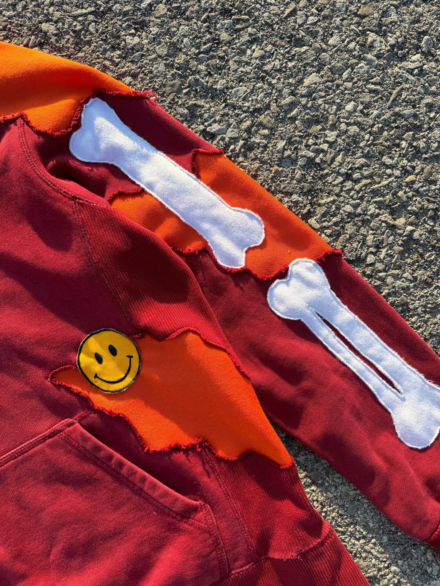 Red Smiley Bones Hoodie Size Medium (M)