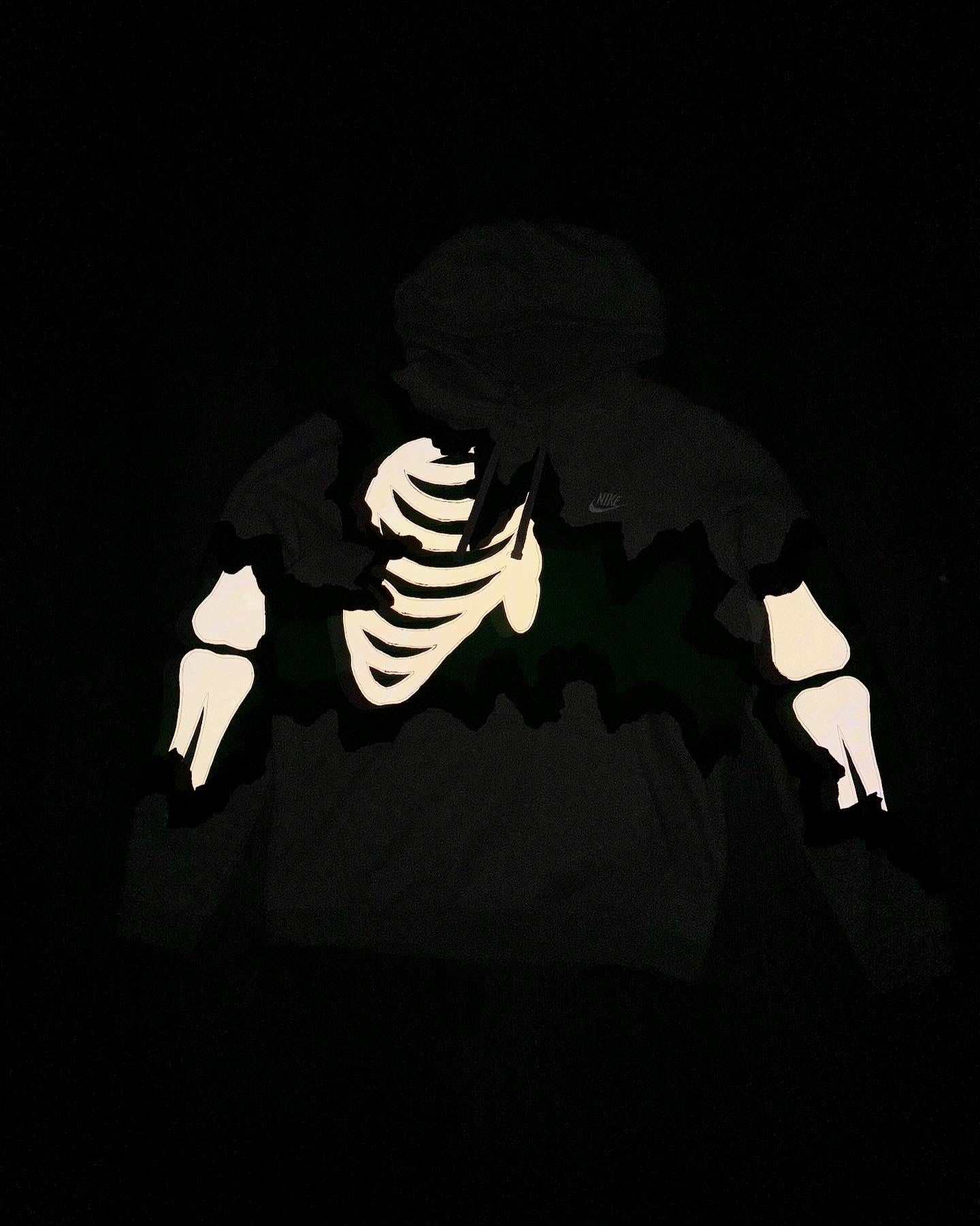 Grey/Green Reflective Bones Hoodie (M)