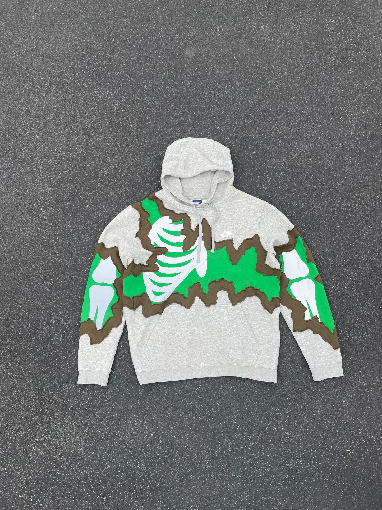 Grey/Green Reflective Bones Hoodie (M)