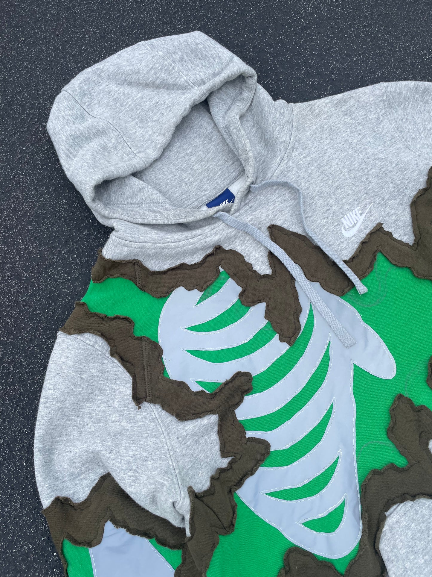 Grey/Green Reflective Bones Hoodie (M)