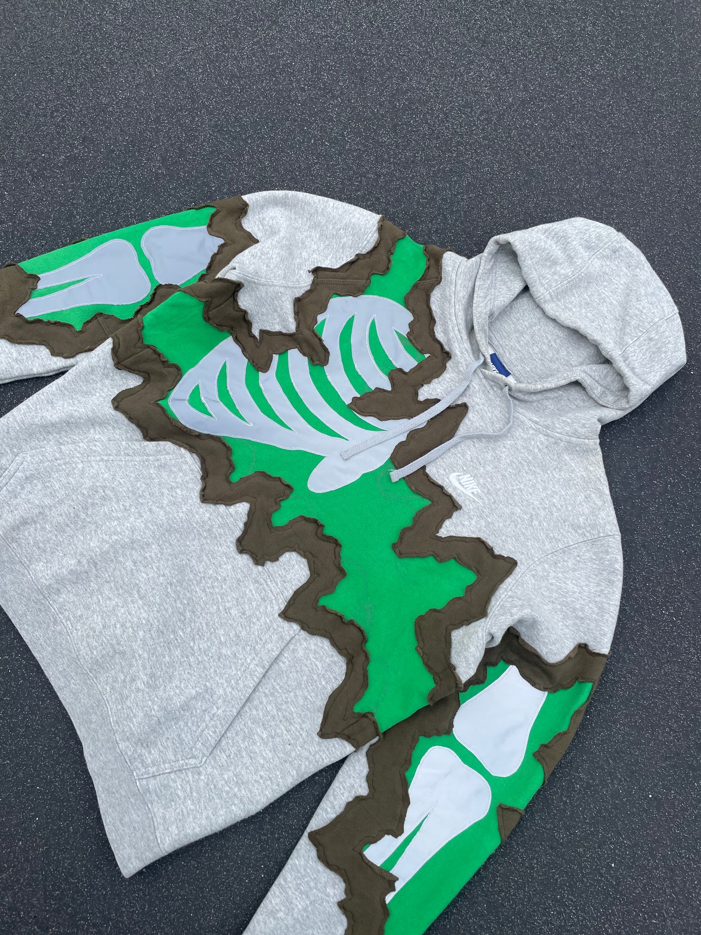 Grey/Green Reflective Bones Hoodie (M)